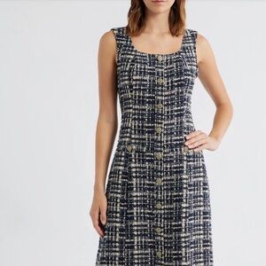 ZOE AND CLAIRE Tweed Fit & Flare Midi Dress